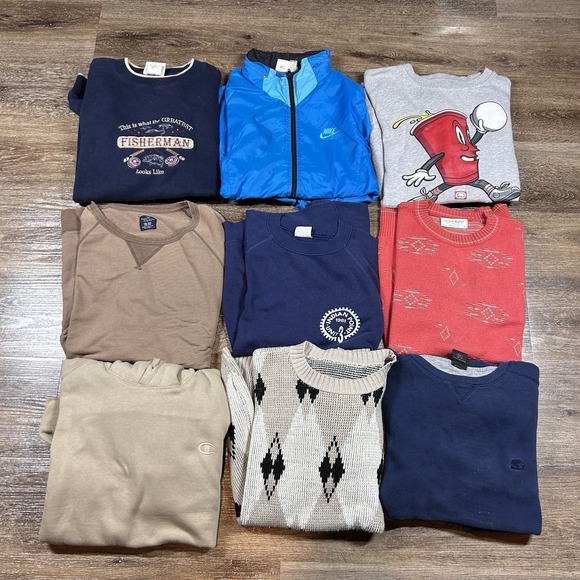 Vintage Y2K Wholesale Outerwear Reseller Bundle Lot of 9 Sweatshirt Crewneck - Picture 1 of 5